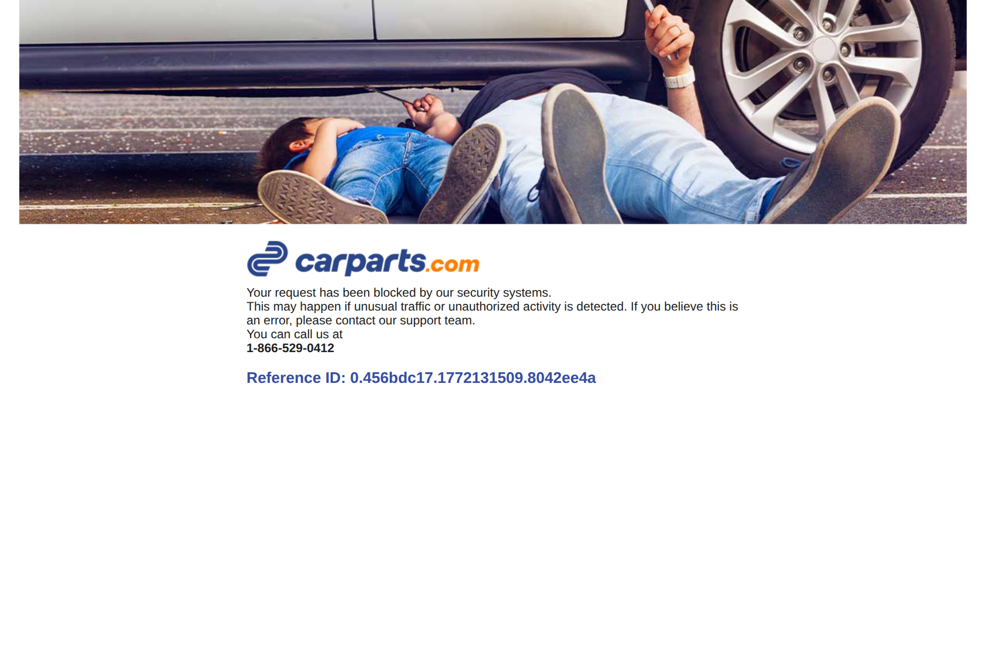 Screenshot of the CarParts.com homepage