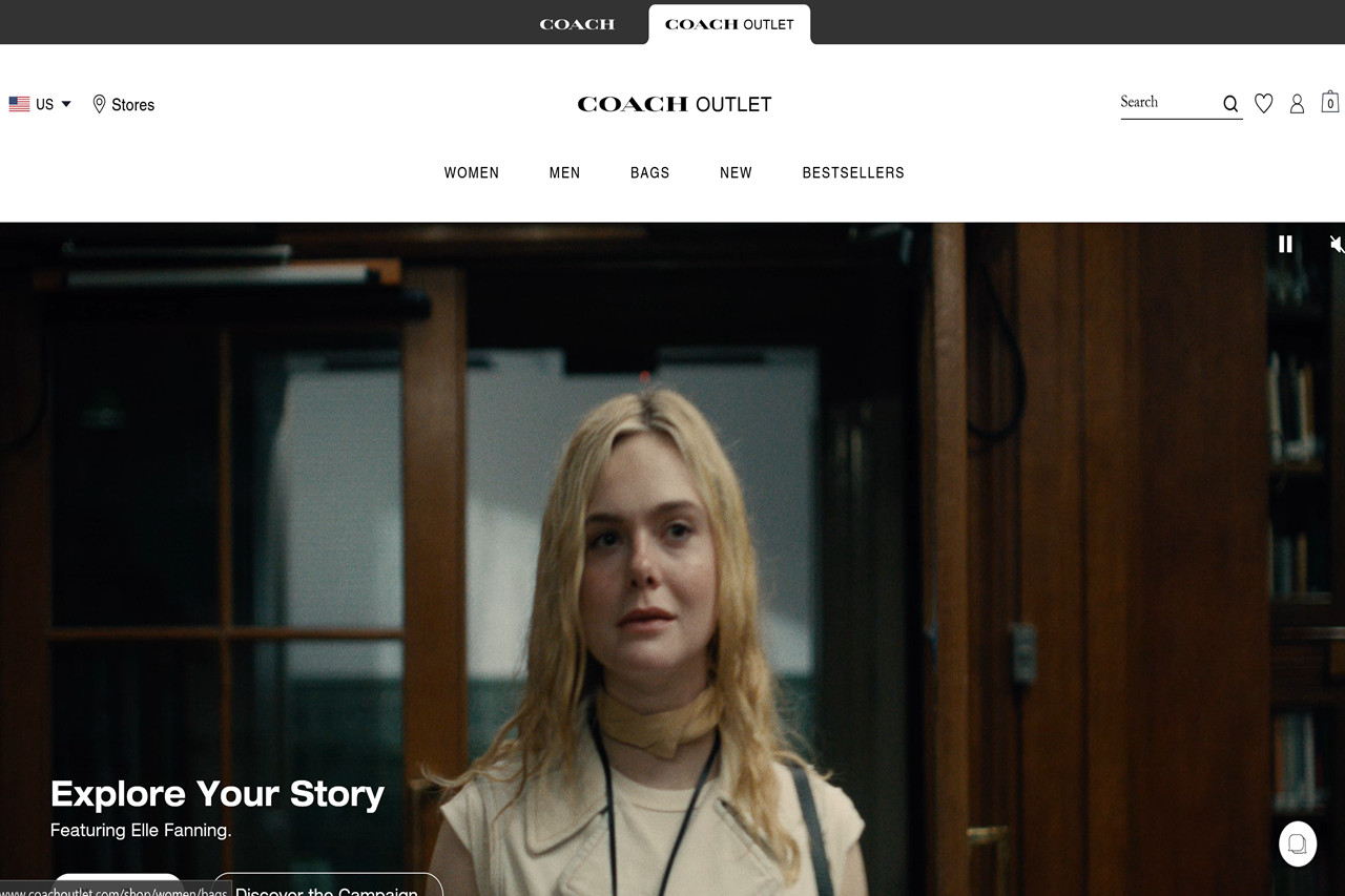 Screenshot of the Coach Outlet homepage