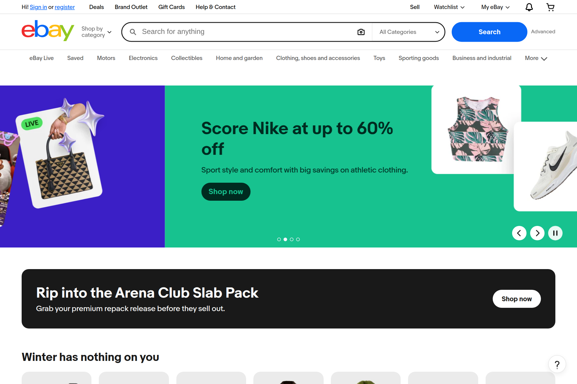 Screenshot of the eBay homepage