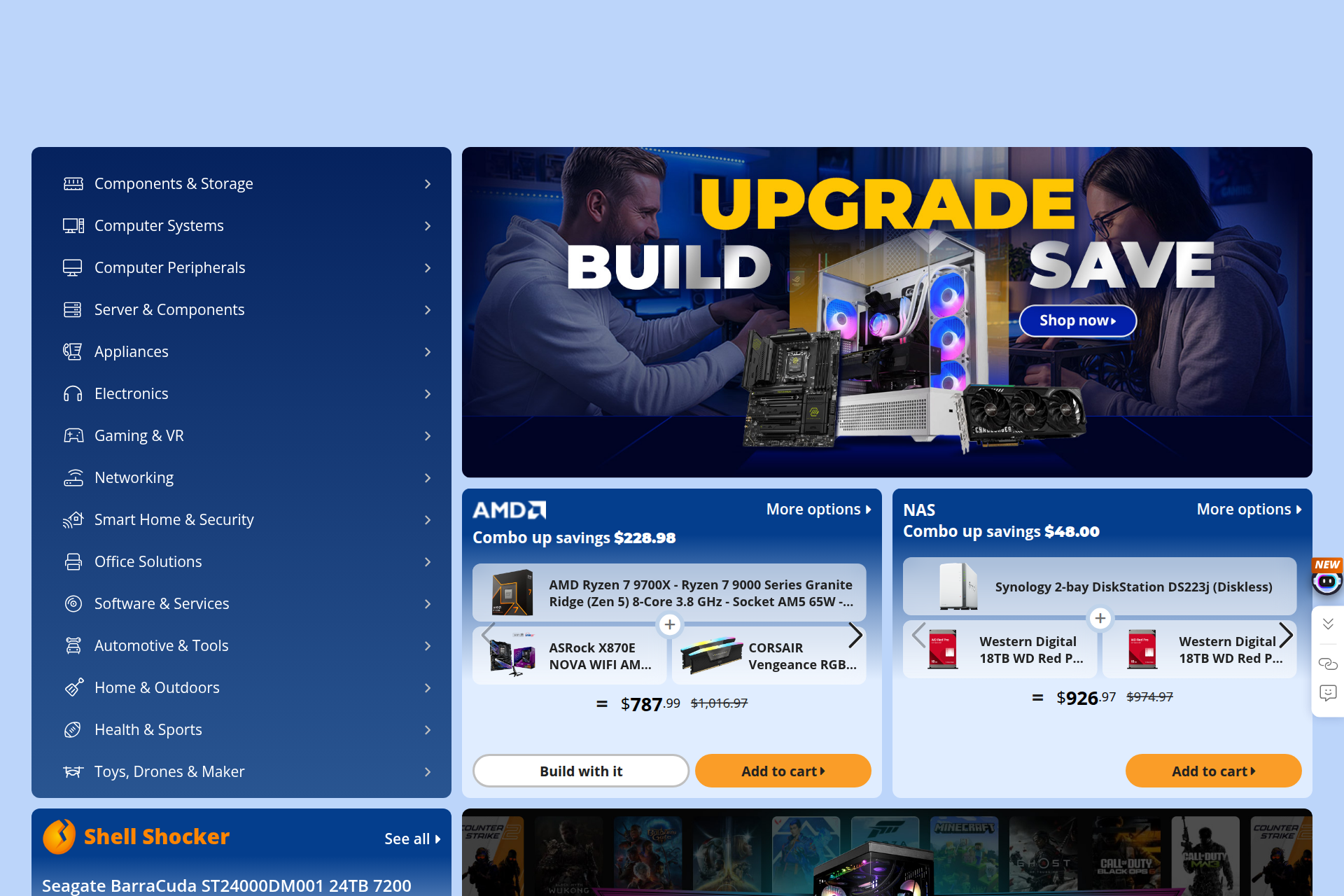 Screenshot of the Newegg homepage