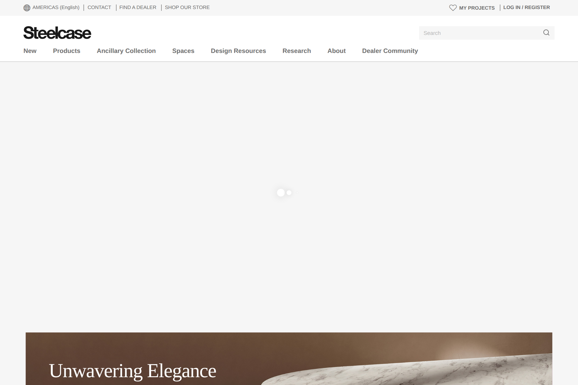 Screenshot of the Steelcase homepage